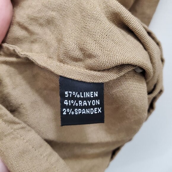 Company Ellen Tracy Women's Light Brown‎ Linen Blend 3/4 Sleeve Button Up Top 6 - Picture 5 of 6